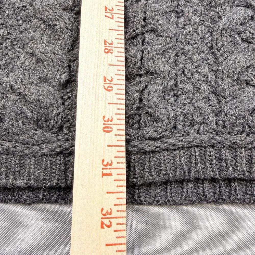 Aran Crafts Merino Wool Cable Knit Full Zip Cardigan Sweater Ireland Sz M Gray - Picture 7 of 11
